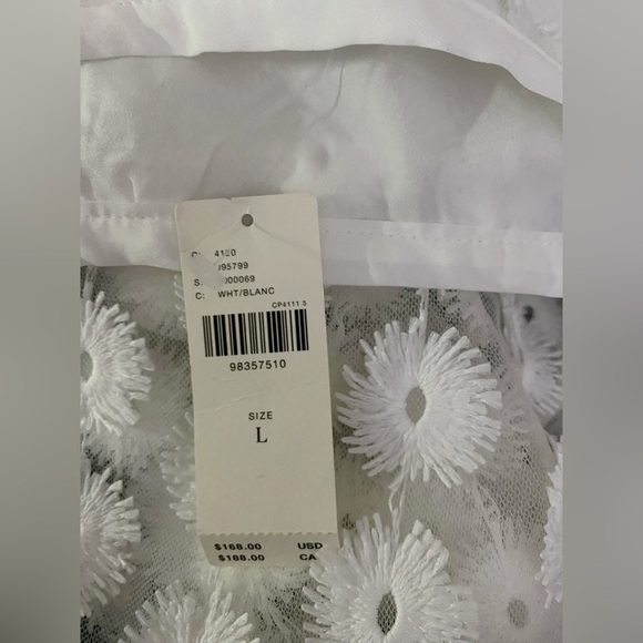 By Anthropologie 3D Texture Sheer Slip Midi Skirt size L white color - Picture 5 of 7